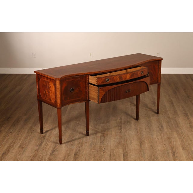 Hepplewhite Federal Style Custom Mahogany Sideboard With Inlay And Tambour Door For Sale - Image 3 of 18