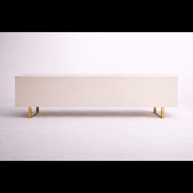 Limited Edition Sideboard in Hammered Brass and Green Glass from Justfurnituress SRL For Sale - Image 6 of 9