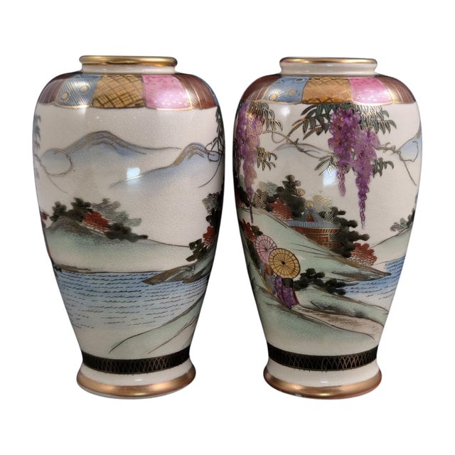 Japanese Satsuma Vases, 1910s, Set of 2 For Sale - Image 6 of 16