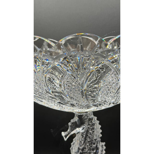 Waterford Crystal Seahorse Pedestal Centrepiece Bowl with Original Box, 1980s For Sale - Image 9 of 18