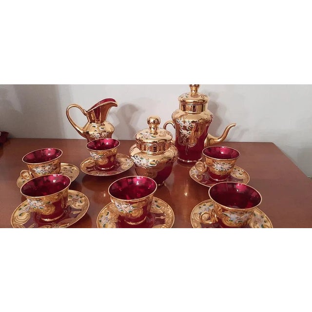 Murano glass (Venice-Italy), 24K gold, entirely manual decoration and processing. Set of 15. This piece is attributed to...