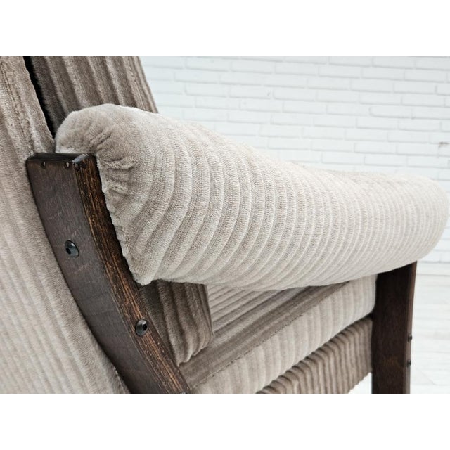 Danish Lounge Chair in Corduroy, 1970s For Sale - Image 6 of 18