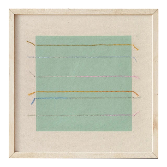 Sage Green Square Geometric Minimalist Art Print by Emily Keating Snyder, 20 X 20 Print in Wood Frame For Sale