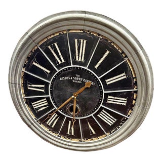Restoration Hardware Large London Rail Wall Clock For Sale