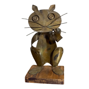 Vintage Midcentury Copper Cat Statue