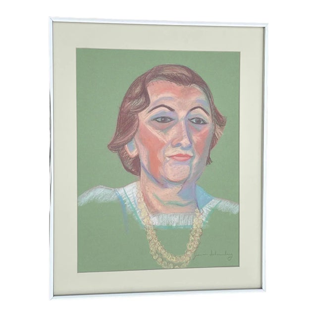 1980s Vintage Chalk Self Portrait, Framed For Sale