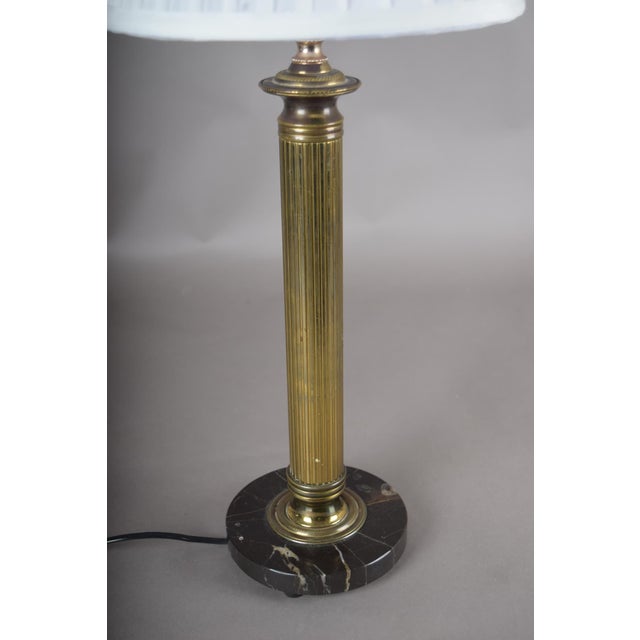 Goldenrod Vintage Brass Column Table Lamp with Marble Base, 1950s For Sale - Image 8 of 10