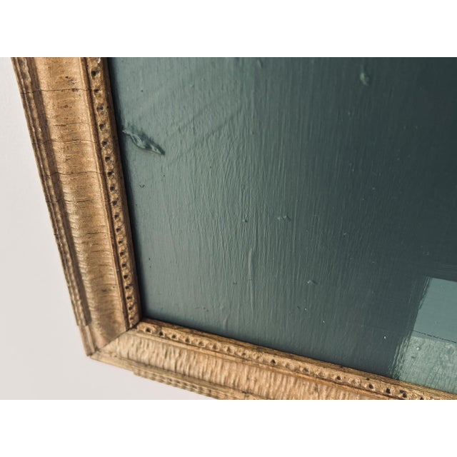 “Cabin Fern" Green Abstract Art in Antique Frame, Transitional Living Room Art by JTS For Sale - Image 9 of 11
