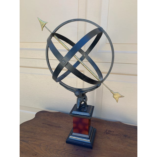 English Vintage English Country Iron Armillary Sundial Held by Atlas For Sale - Image 3 of 12