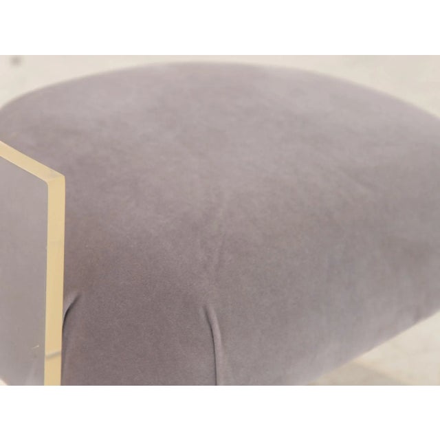 Plastic Lucite and Velvet Barrel Back Chair For Sale - Image 7 of 8