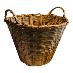 1960s Vintage Round Woven Wrapped Willow Basket