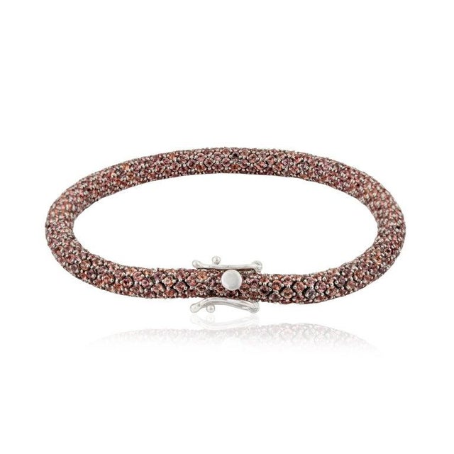 Gemstone Golden Orange Sapphire Rope Bracelet in 925 Silver For Sale - Image 7 of 13