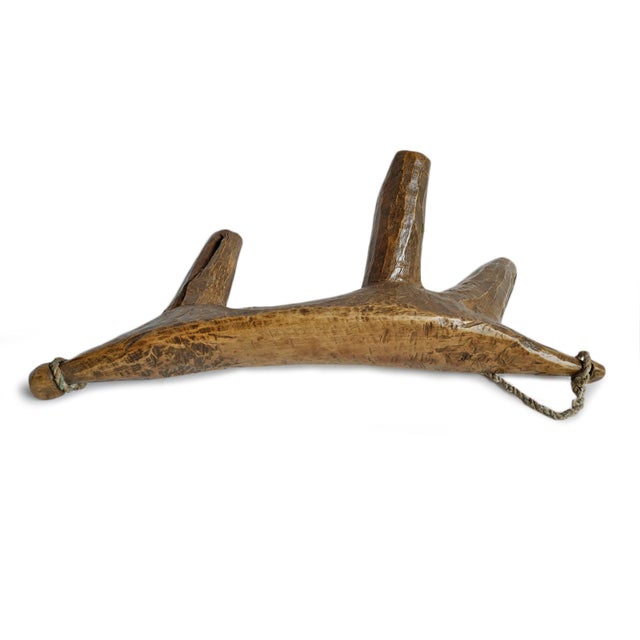 Mid 20th Century Original Vintage Carved Wood Headrest For Sale - Image 5 of 6