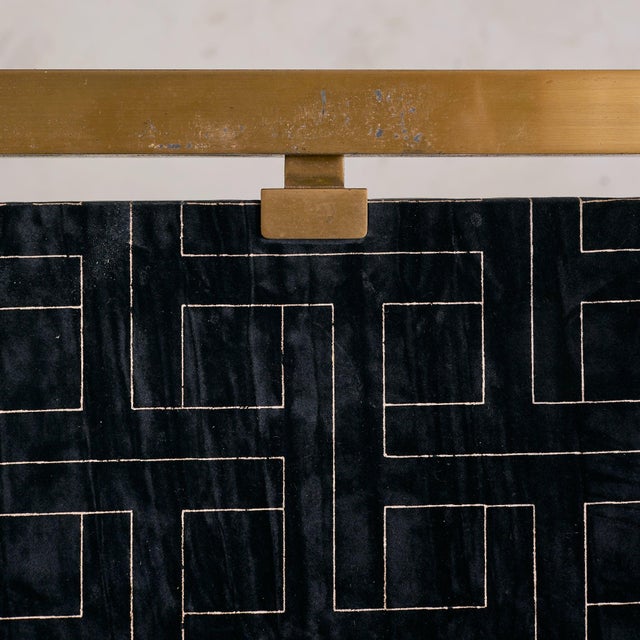 Modern French Gilt-Metal + Patinated Gold-Leaf Folding Screen, 1970s For Sale - Image 3 of 11