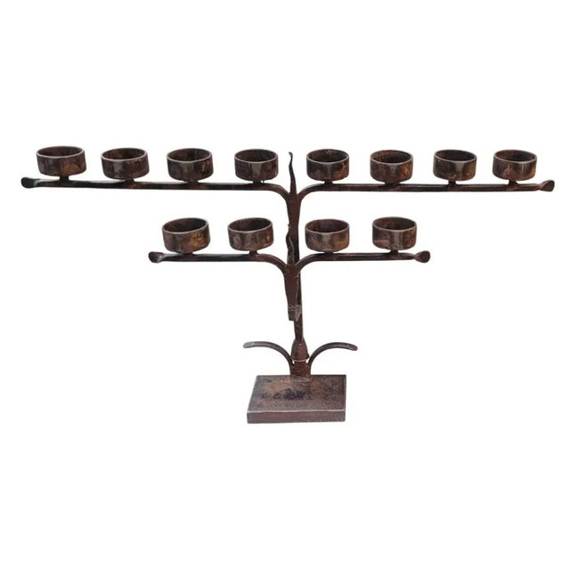 Jan Barboglio Hand Forged Iron Candle Holder For Sale - Image 9 of 9