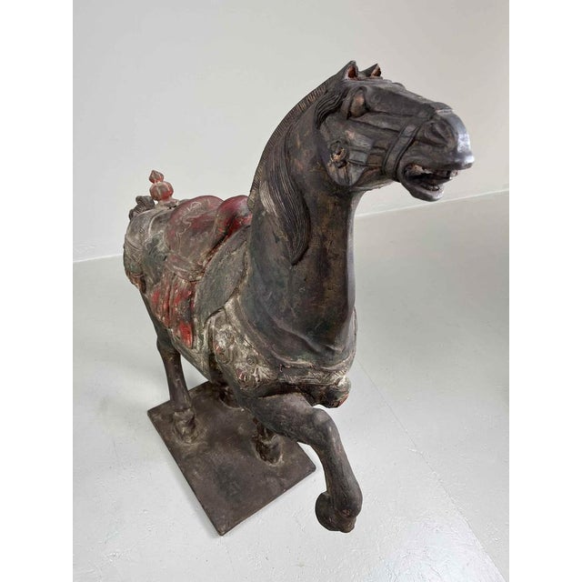 Chinese Artist, Tang Style Wooden Horse, Early 19th Century, Wood & Gesso For Sale - Image 8 of 18