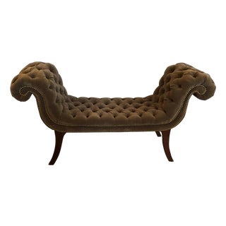 19th Century English Regency Velvet Tufted Bench For Sale