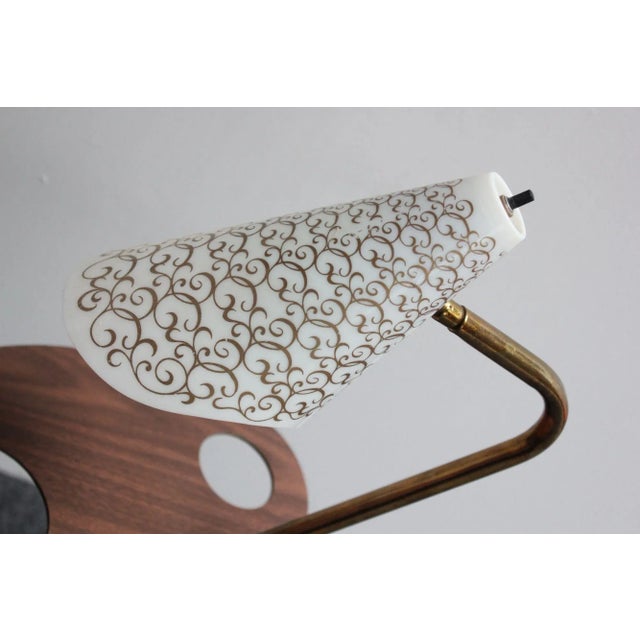 Brown Pair of Mid-Century Modern Palette Lamp Tables on Brass Tripod Bases For Sale - Image 8 of 12