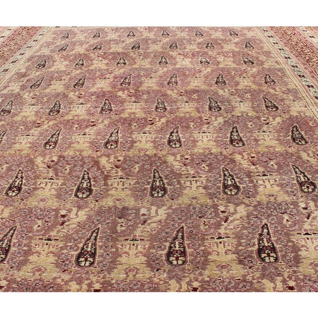 Late 19th Century Antique Amritsar Rug With Paisley Pattern In, Lavender, Purple, Pink & Yellow 9' X 11'10 For Sale - Image 5 of 10