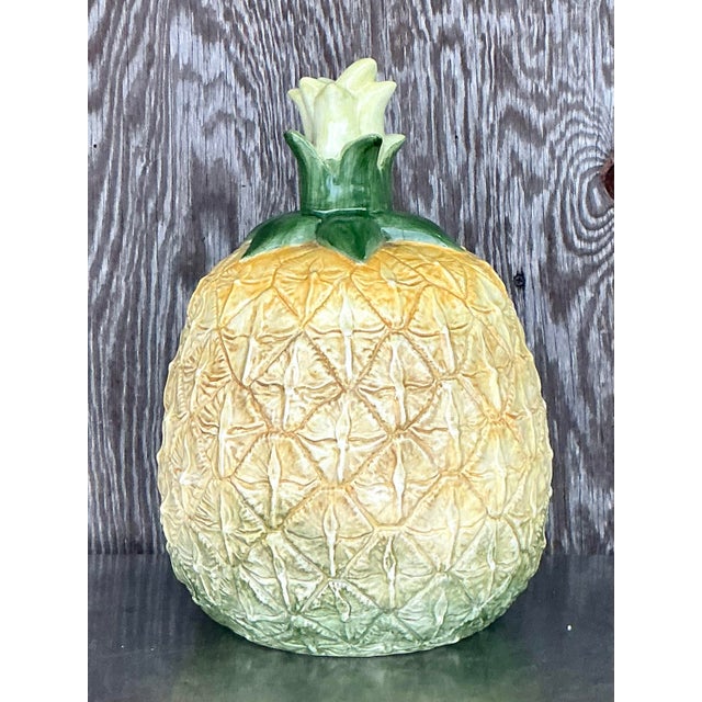 Late 20th Century Vintage Monumental Glazed Ceramic Pineapple For Sale - Image 5 of 6