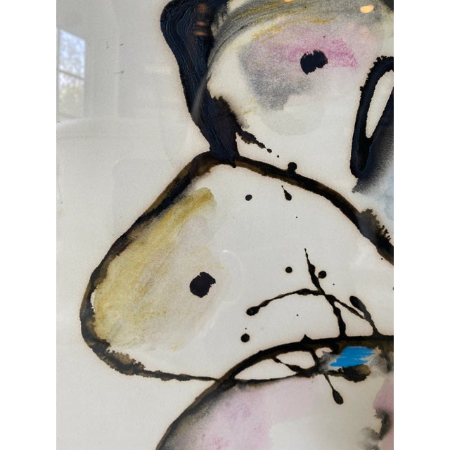 1971 Gerard Bouvier Framed Signed French Ink and Pastel Abstract Artwork For Sale - Image 4 of 10