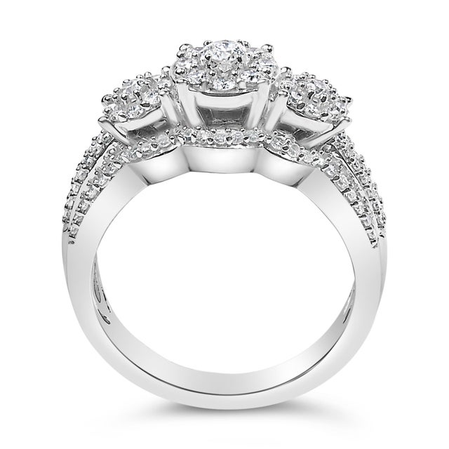 925 Sterling Silver 1.0 Cttw Diamond Engagement Ring and Soldered Wedding Band Set, Size 8 For Sale In New York - Image 6 of 7