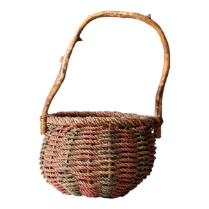 Vintage Rustic Woven Handle Basket