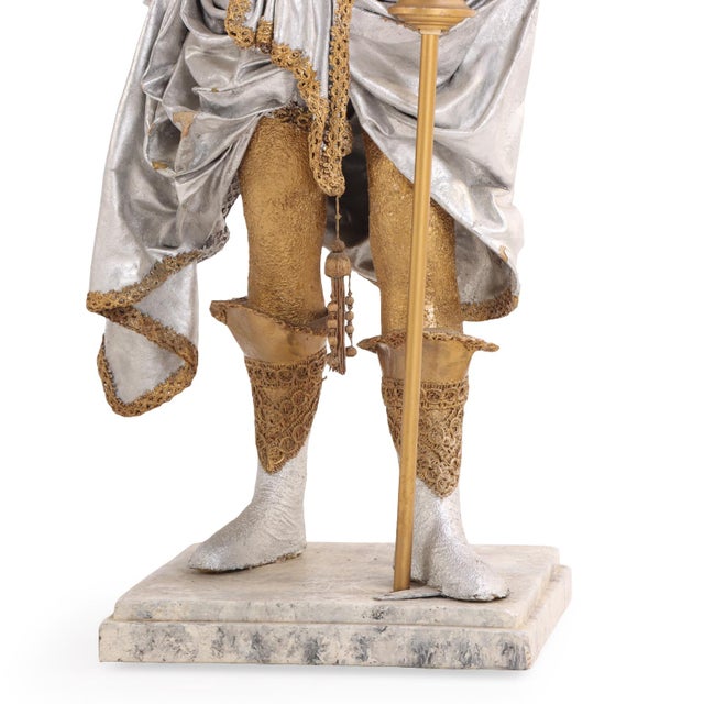 Late 20th Century. Theatrical Papier-Mâché Figural Lamp Bearers, Continental - a Pair For Sale - Image 10 of 10