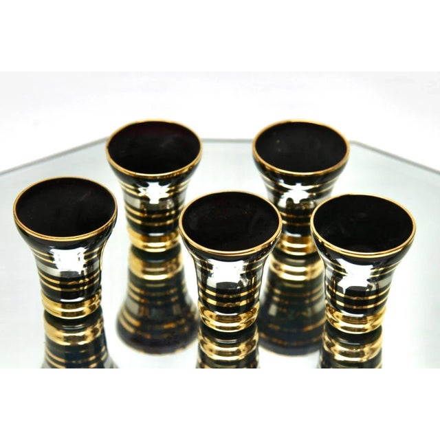 Art Deco Liqueur Set with Serving Tray attributed to De Rupel, Belgium, 1935, Set of 7 For Sale - Image 3 of 9