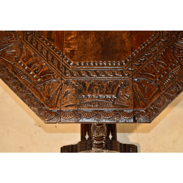 Early 18th Century English Oak Hand-Carved Gate Leg For Sale - Image 14 of 14