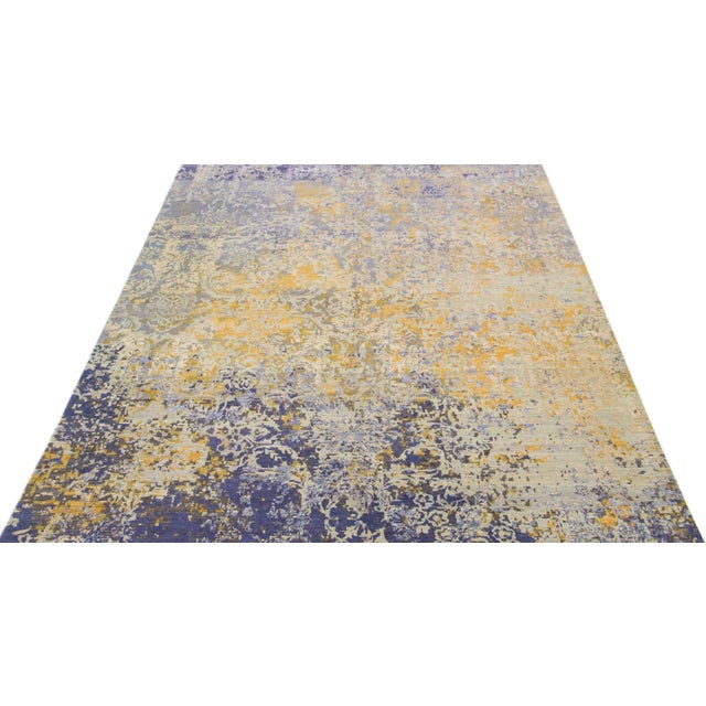 Indian 2010s Contemporary Tibetan Wool & Silk Rug With Multicolor Abstract Pattern For Sale - Image 3 of 7