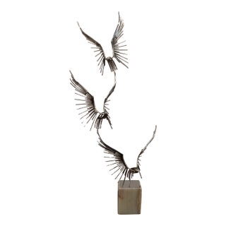 Curtis Jere, 1977, "Birds in Flight" on Alabaster Base For Sale