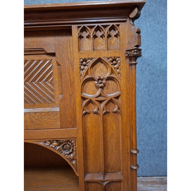 Large Antique 20th Century Gothic Oak Sideboard For Sale - Image 4 of 9