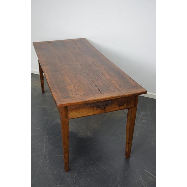 Industrial Antique 19th Century French Fruitwood & Chestnut Rustic Farmhouse Dining Table For Sale - Image 3 of 18