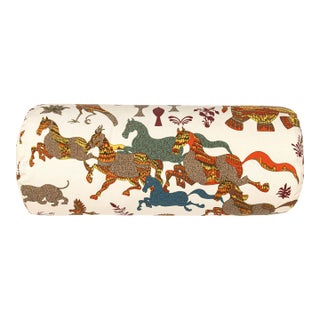 Scalamandre 21" x 7" Legends Bolster Pillow in Autumn For Sale
