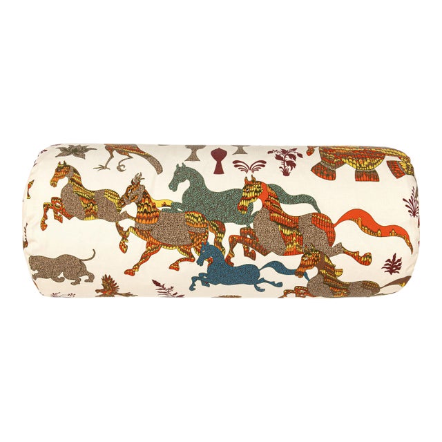 Scalamandre 21" x 7" Legends Bolster Pillow in Autumn For Sale