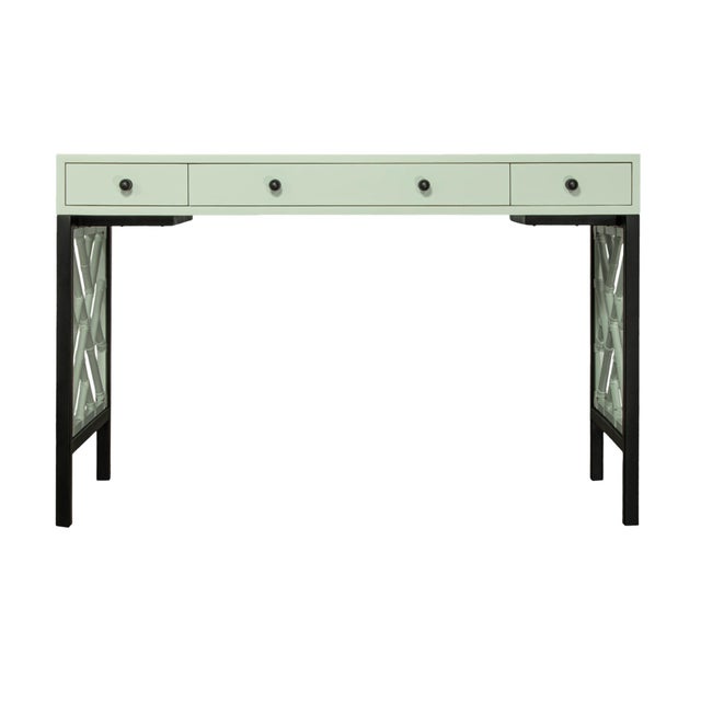 David Francis Chippendale Writing Desk - Celery Green For Sale - Image 4 of 9