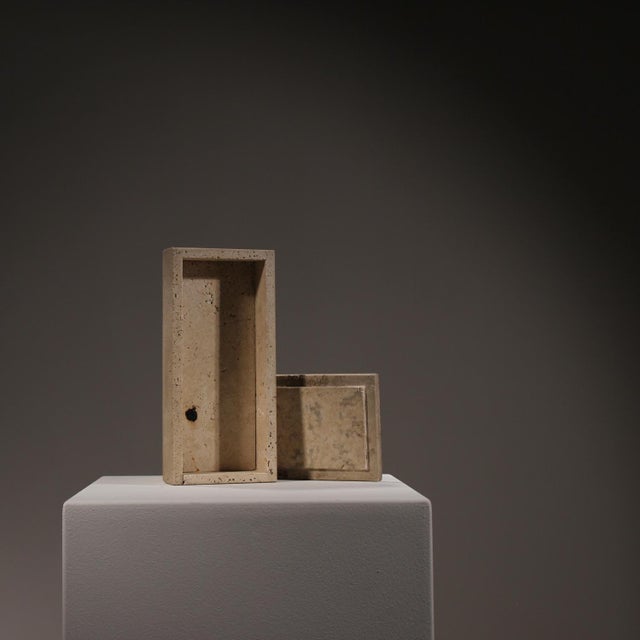 Beige Ribbed Trinket Box in Travertine, Italy, 1970s For Sale - Image 8 of 11
