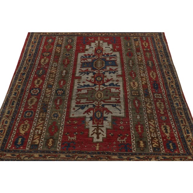 Tribal Rug & Kilim’s Tribal Style Rug in Red, Green and Blue Geometric Patterns For Sale - Image 3 of 7