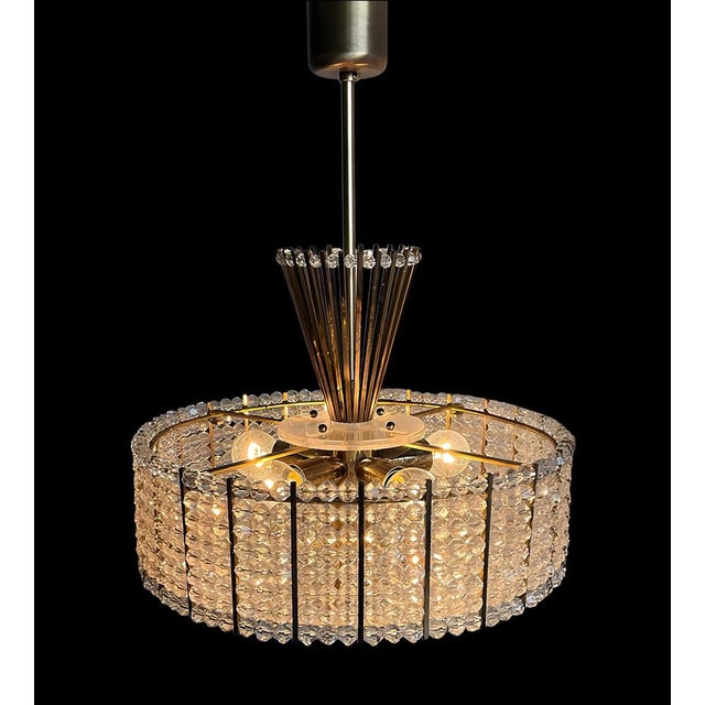 Acrylic, Crystal, Glass and Gilt Brass Chandelier attributed to Emil Stejnar for Rupert Nikoll, 1950s For Sale - Image 12 of 17