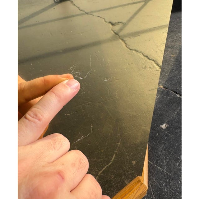 Late 20th Century Postmod Oak and Brass Pedestal Pair For Sale - Image 5 of 6