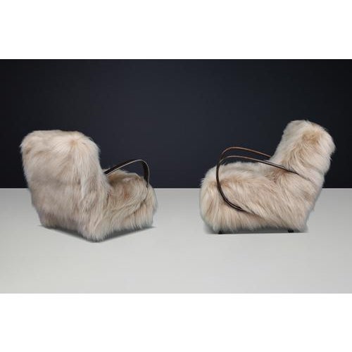 Lounge Chairs in Icelandic Sheepskin from Jindřich Halabala, 1940s, Set of 2 For Sale - Image 14 of 18
