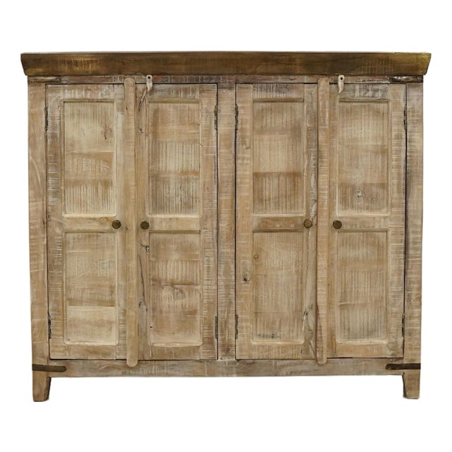 Reclaimed Wood Metal-Clad Top Sideboard For Sale