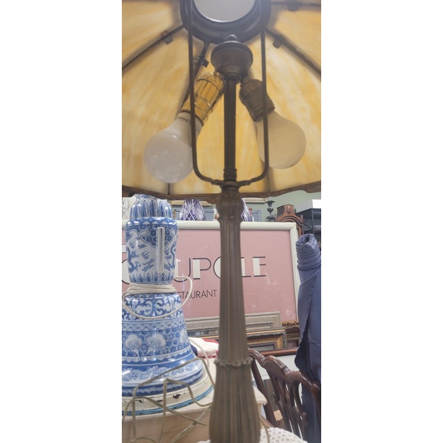 Antique Slag Glass Table Lamp For Sale - Image 9 of 11