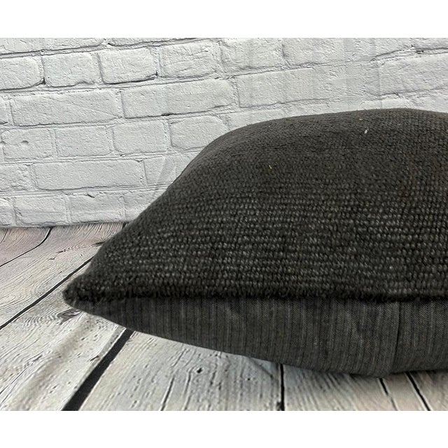 20 x 20 Hemp Pillow Turkish Cushion Natural Grayish Black Pillow Cushion Cover For Sale In Houston - Image 6 of 6