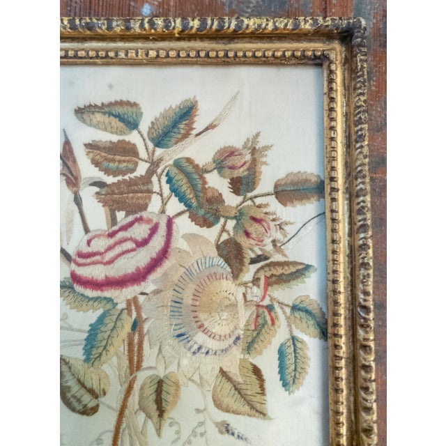 18th or 19th English Silk Stumpwork Embroidery of Floral Bouquet, Georgian For Sale - Image 4 of 11