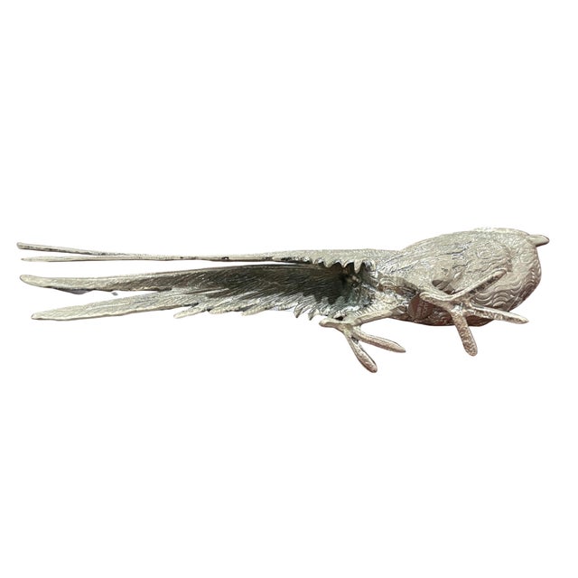 Late 20th Century Vintage Gucci Italy Silver-Tone Pheasant Figurine For Sale - Image 5 of 7