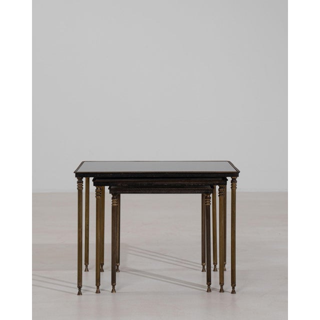 Metal 19th Century France Red Brass Nesting Table For Sale - Image 7 of 11