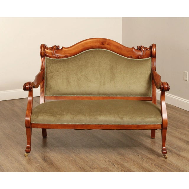 Antique Victorian Lion Head Carved Settee For Sale In Philadelphia - Image 6 of 12