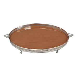 Vintage Eales 1779 Silver Plated Georgian Oval Formica Footed Bar Platter Tray For Sale